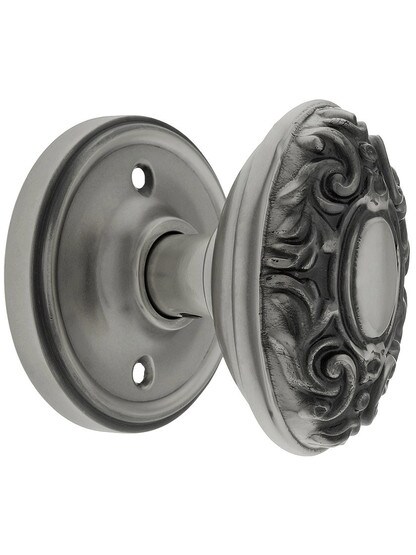 Classic Rosette Door Set With Decorative Oval Knobs Antique Pewter.